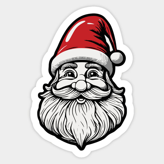 Santa Clause Ink sketch in a Sticker style Sticker by Luvleigh